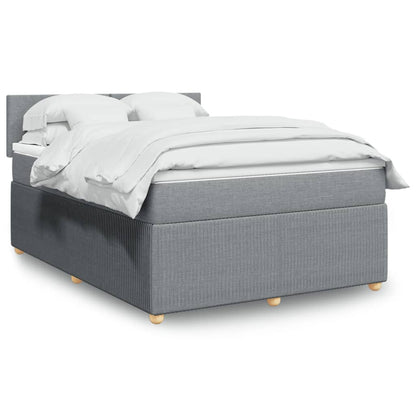 Box Spring Postel S Matrací Textil Světle Šedá