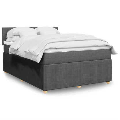 Box Spring Postel S Matrací Textil Tmavě Šedá