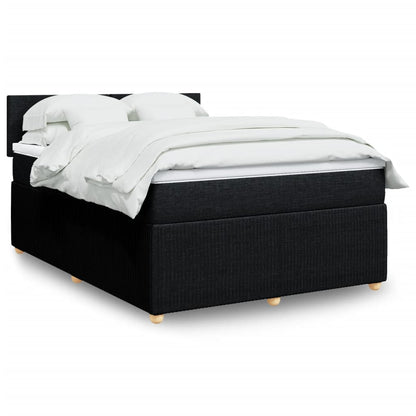 Box Spring Postel S Matrací Černá Textil Černá