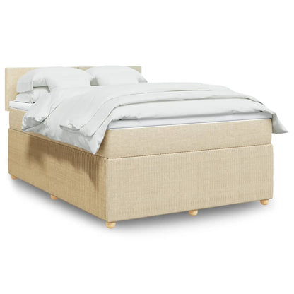 Box Spring Postel S Matrací Textil Krémová