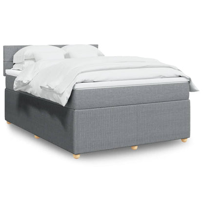 Box Spring Postel S Matrací Textil Světle Šedá
