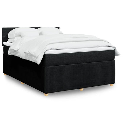 Box Spring Postel S Matrací Černá Textil Černá