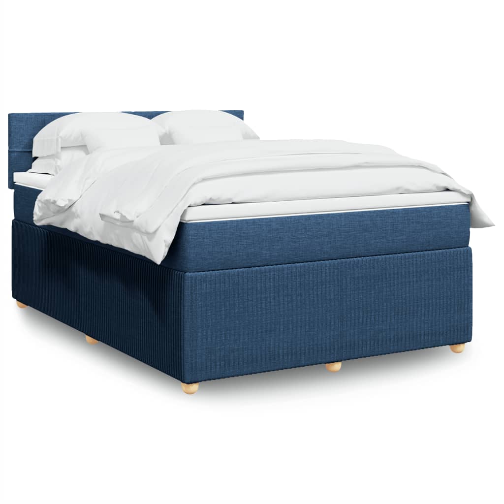 Box Spring Postel S Matrací Textil Modrá