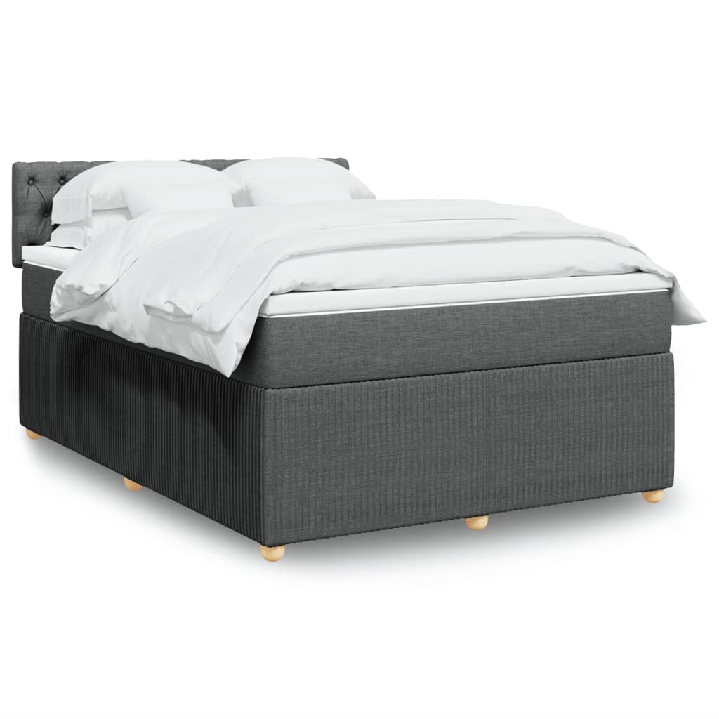 Box Spring Postel S Matrací Textil Tmavě Šedá