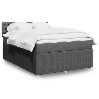 Box Spring Postel S Matrací Textil Tmavě Šedá