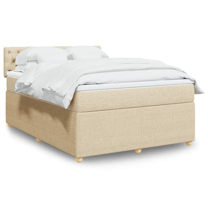 Box Spring Postel S Matrací Textil Krémová