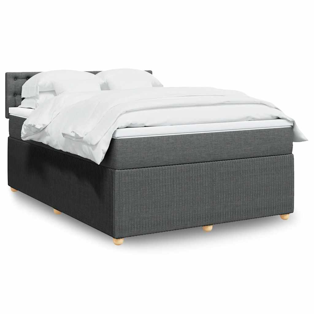 Box Spring Postel S Matrací Textil Tmavě Šedá
