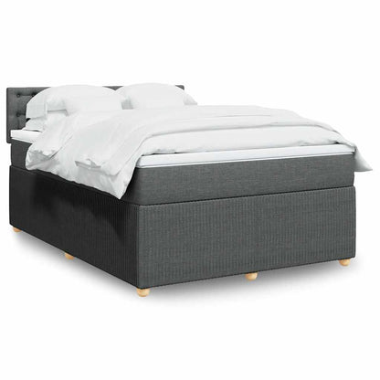 Box Spring Postel S Matrací Textil Tmavě Šedá
