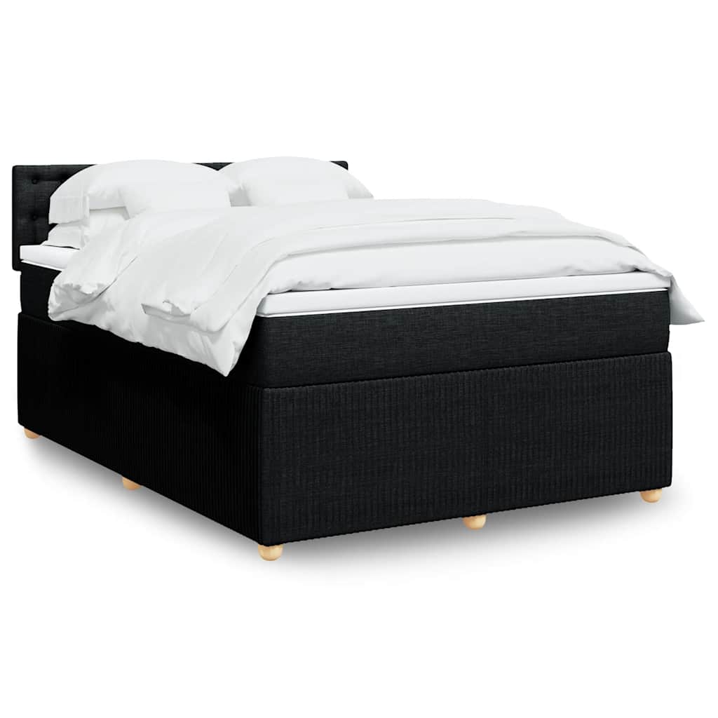 Box Spring Postel S Matrací Černá Textil Černá