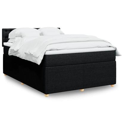 Box Spring Postel S Matrací Černá Textil Černá