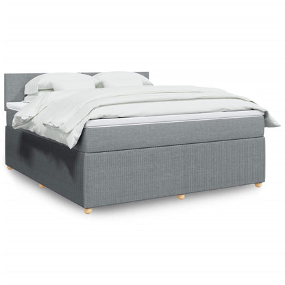 Box Spring Postel S Matrací Textil Světle Šedá
