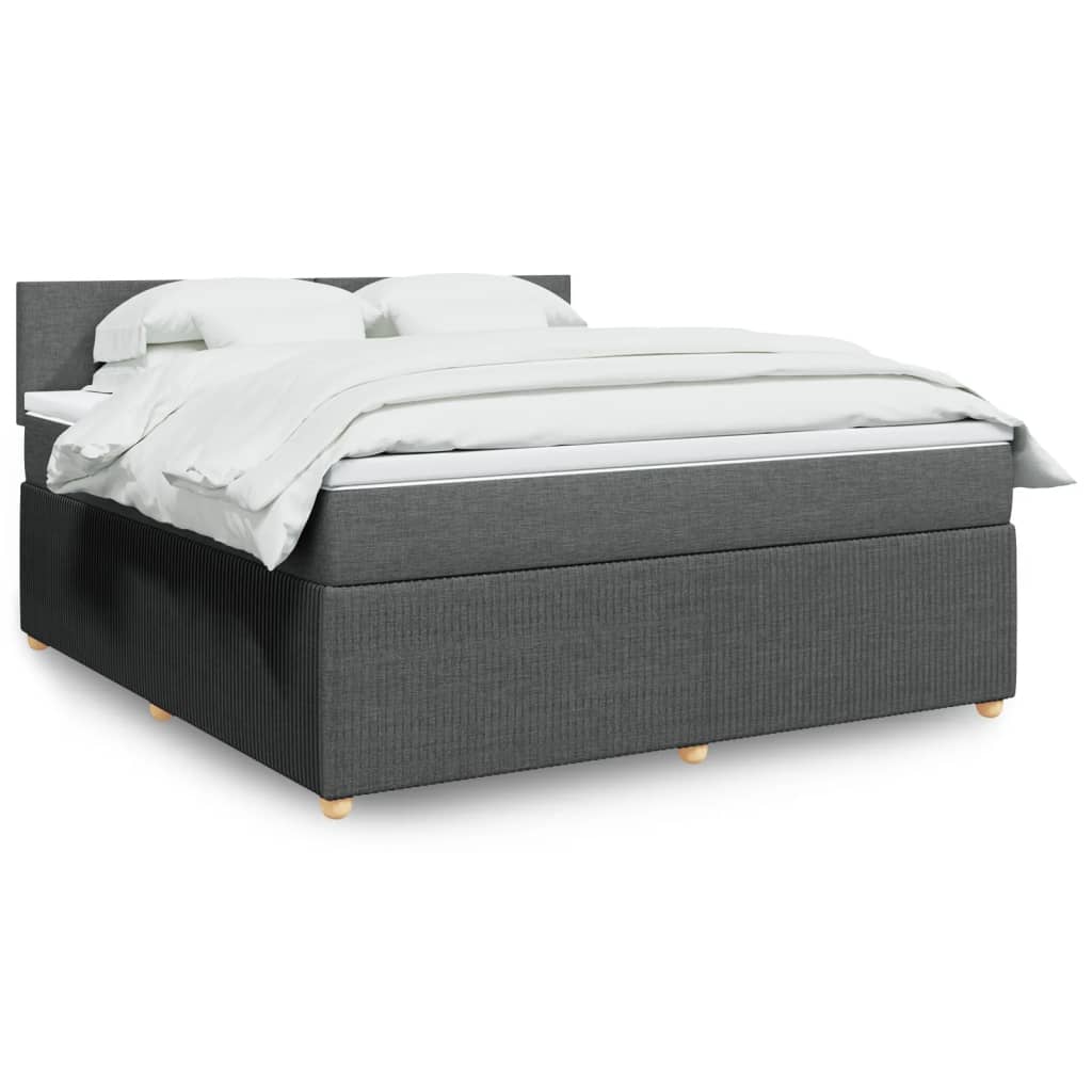 Box Spring Postel S Matrací Textil Tmavě Šedá
