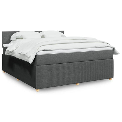 Box Spring Postel S Matrací Textil Tmavě Šedá