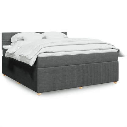 Box Spring Postel S Matrací Textil Tmavě Šedá