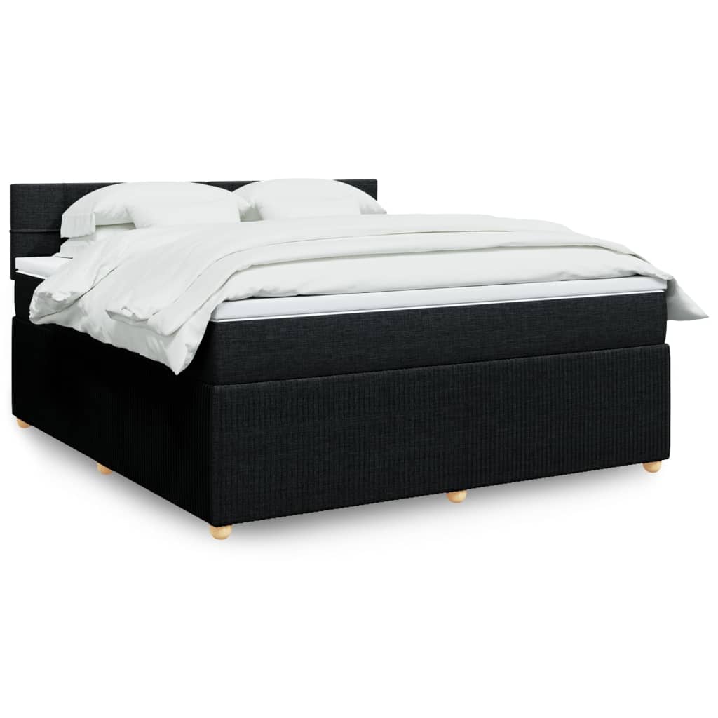 Box Spring Postel S Matrací Černá Textil Černá