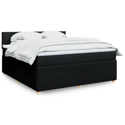 Box Spring Postel S Matrací Černá Textil Černá