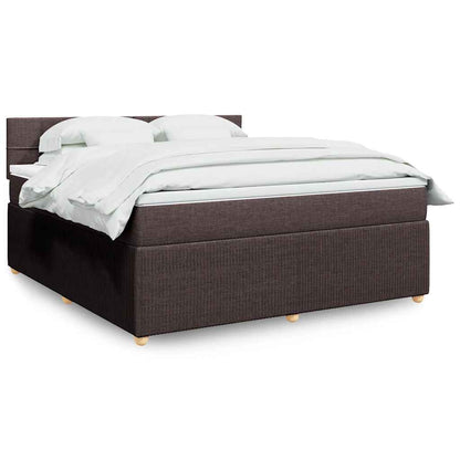 Box Spring Postel S Matrací Textil Tmavě Hnědá