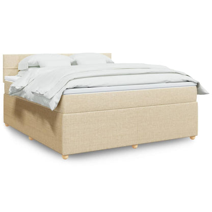 Box Spring Postel S Matrací Textil Krémová