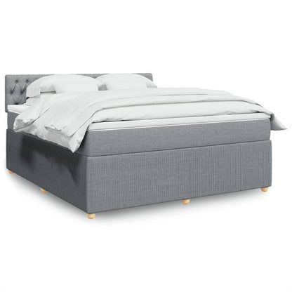 Box Spring Postel S Matrací Textil Světle Šedá