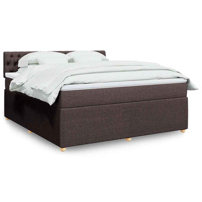 Box Spring Postel S Matrací Textil Tmavě Hnědá