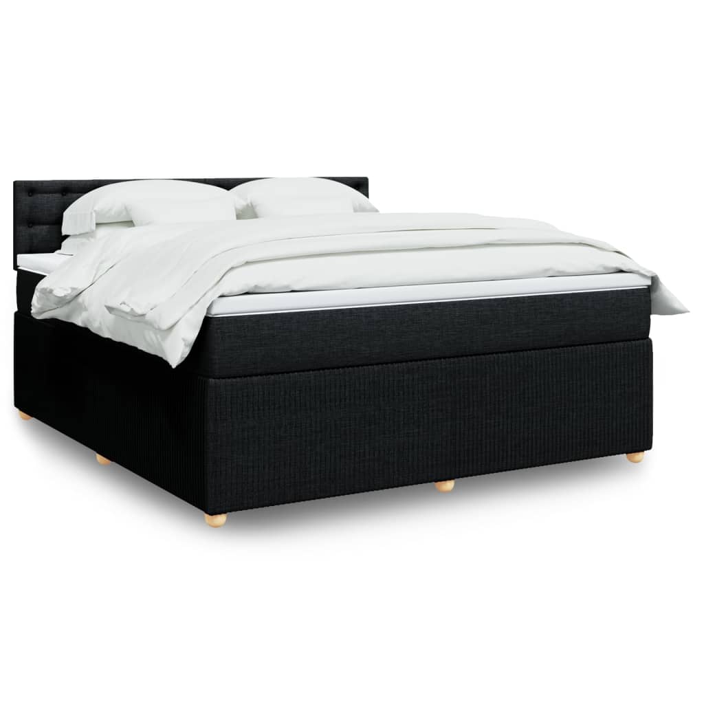 Box Spring Postel S Matrací Černá Textil Černá