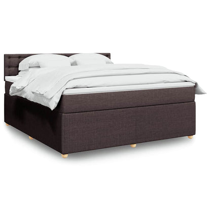 Box Spring Postel S Matrací Textil Tmavě Hnědá