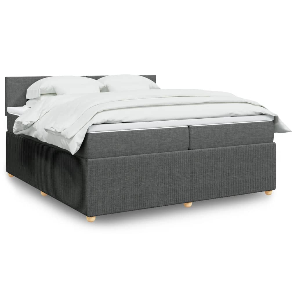 Box Spring Postel S Matrací Textil Tmavě Šedá