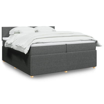 Box Spring Postel S Matrací Textil Tmavě Šedá