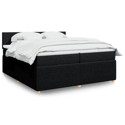 Box Spring Postel S Matrací Černá Textil Černá