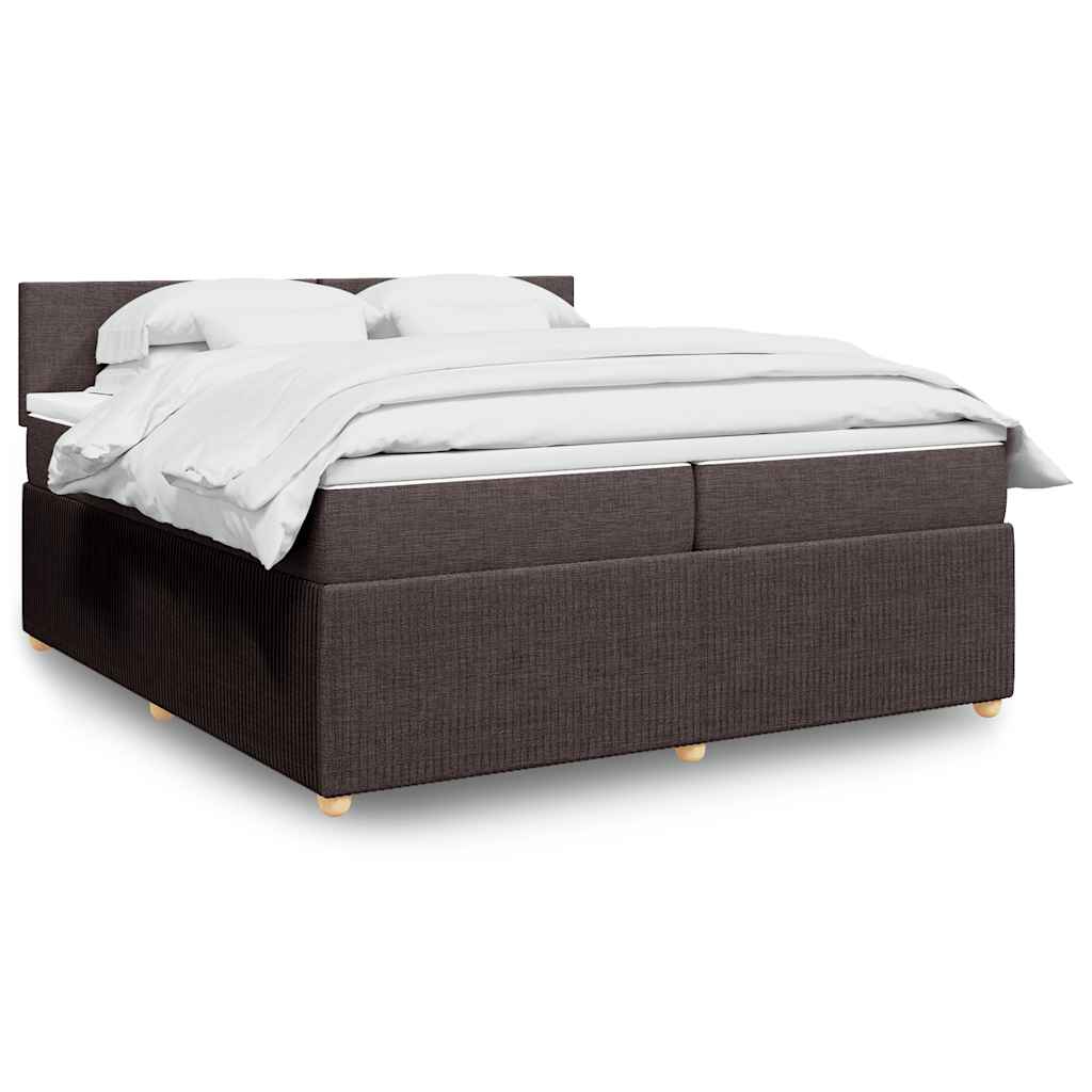 Box Spring Postel S Matrací Textil Tmavě Hnědá