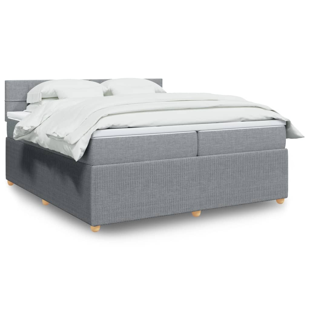 Box Spring Postel S Matrací Textil Světle Šedá