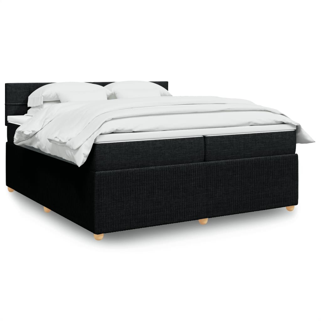 Box Spring Postel S Matrací Černá Textil Černá