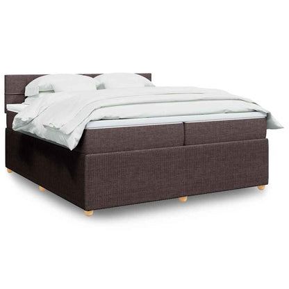 Box Spring Postel S Matrací Textil Tmavě Hnědá