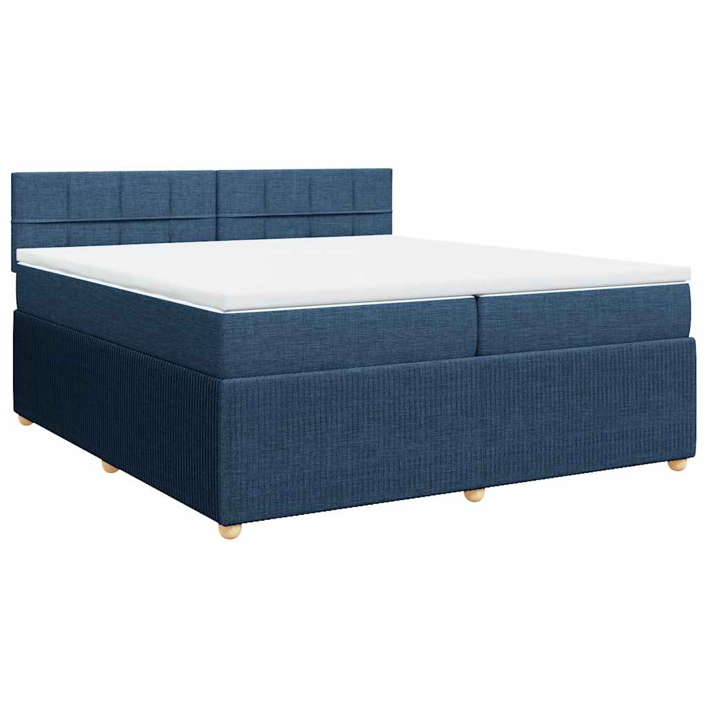 Box Spring Postel S Matrací Modrá 200X200 Cm Textil