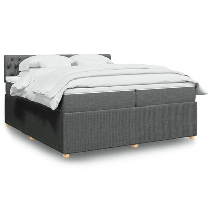 Box Spring Postel S Matrací Textil Tmavě Šedá