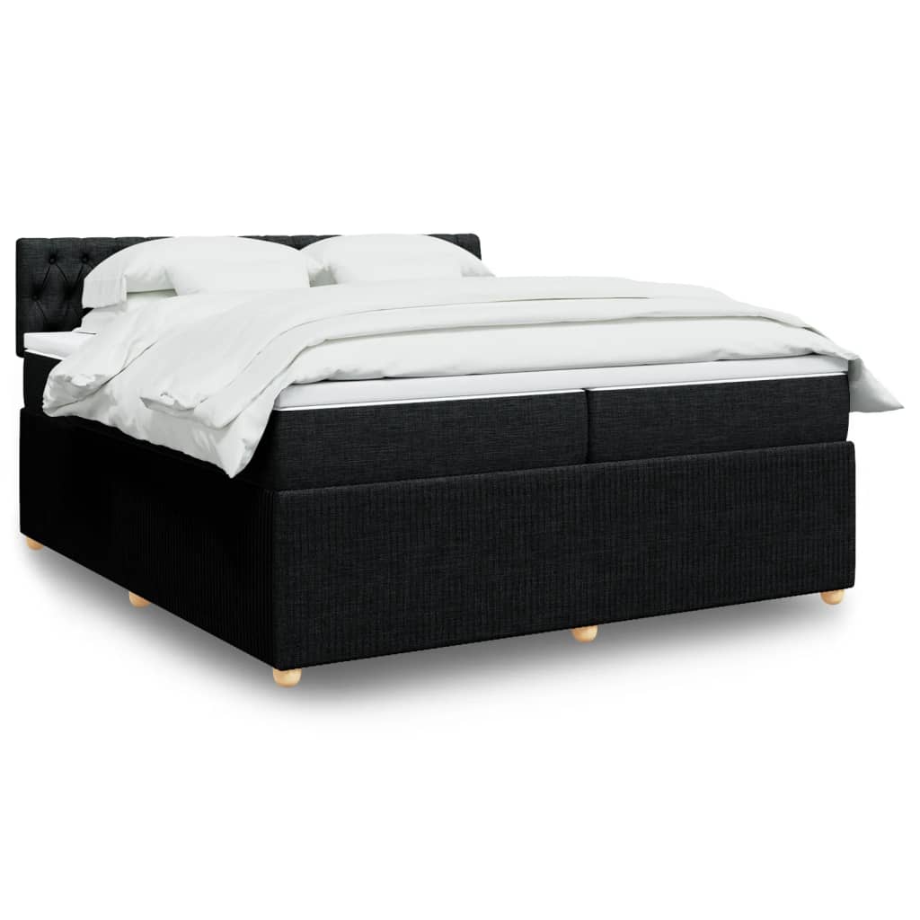 Box Spring Postel S Matrací Černá Textil Černá