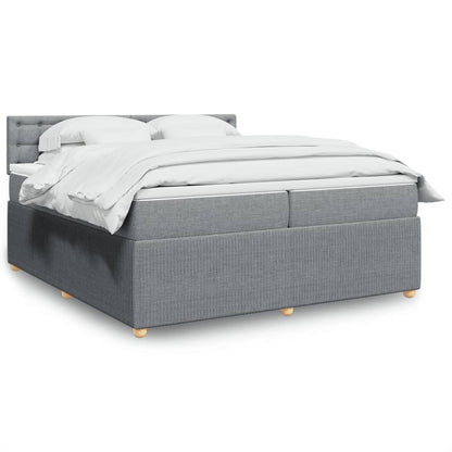 Box Spring Postel S Matrací Textil Světle Šedá