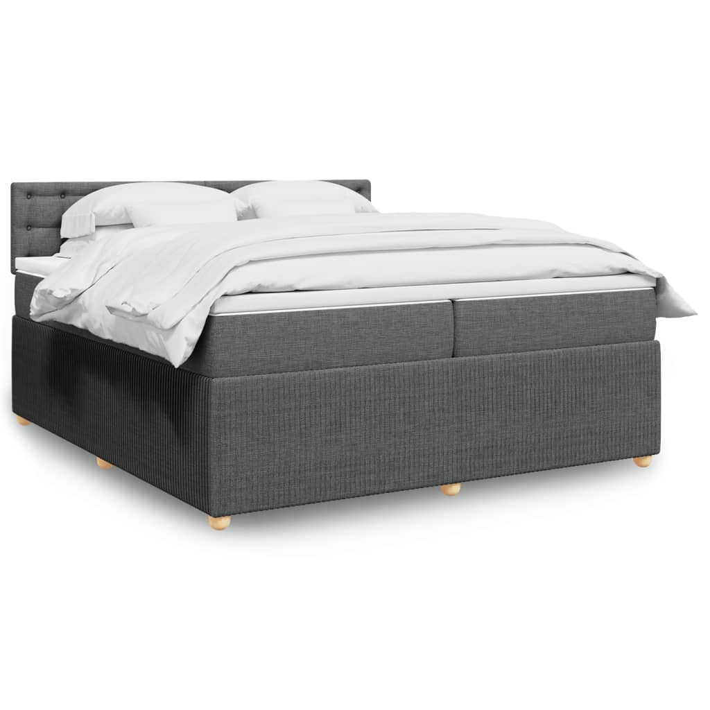 Box Spring Postel S Matrací Textil Tmavě Šedá