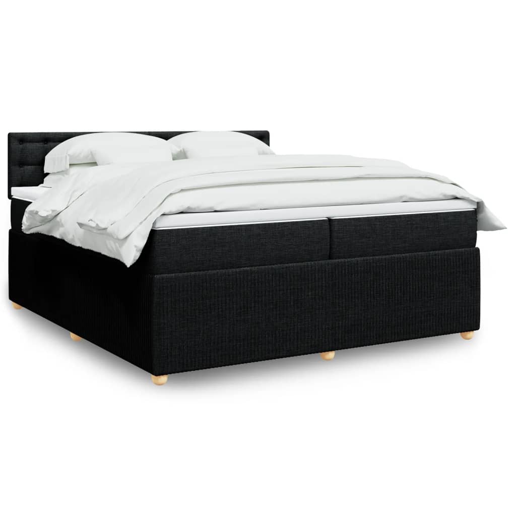 Box Spring Postel S Matrací Černá Textil Černá