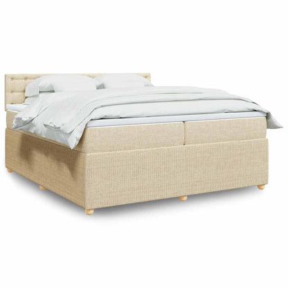 Box Spring Postel S Matrací Textil Krémová