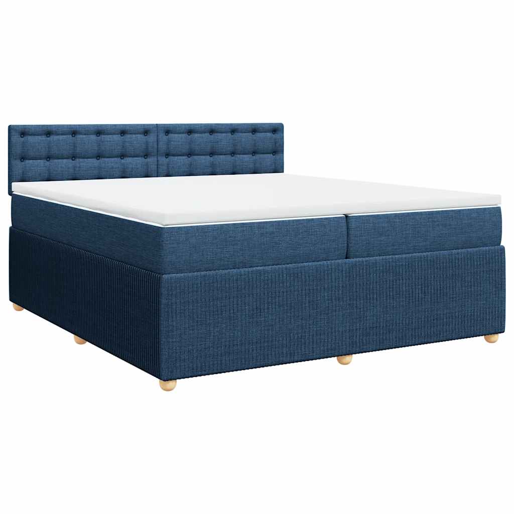 Box Spring Postel S Matrací Modrá 200X200 Cm Textil