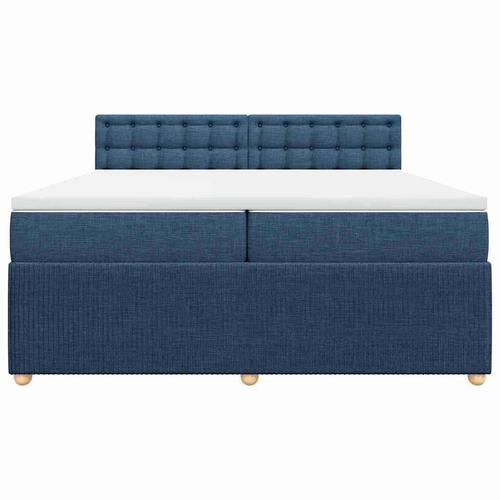 Box Spring Postel S Matrací Modrá 200X200 Cm Textil