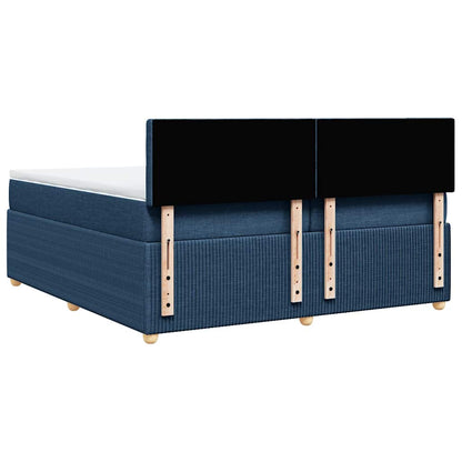 Box Spring Postel S Matrací Modrá 200X200 Cm Textil