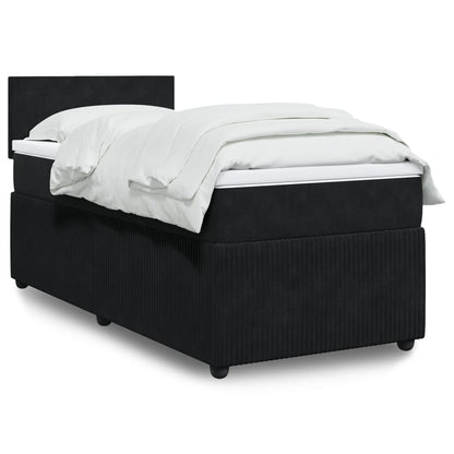 Box Spring Postel S Matrací Černá Samet Černá