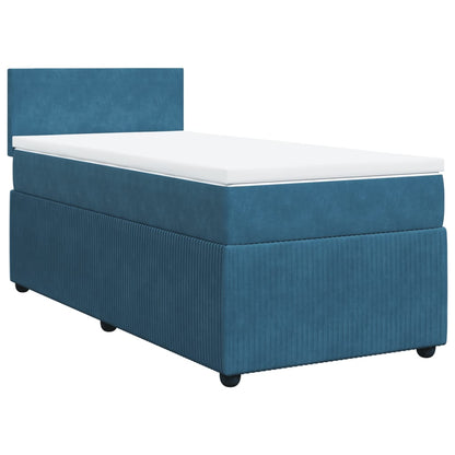Box Spring Postel S Matrací Samet Modrá
