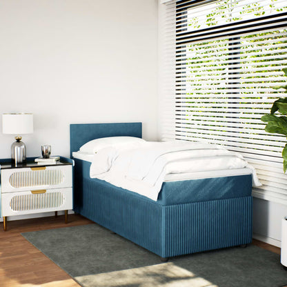 Box Spring Postel S Matrací Samet Modrá