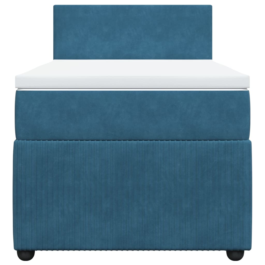 Box Spring Postel S Matrací Samet Modrá