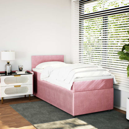 Box Spring Postel S Matrací Samet Růžová