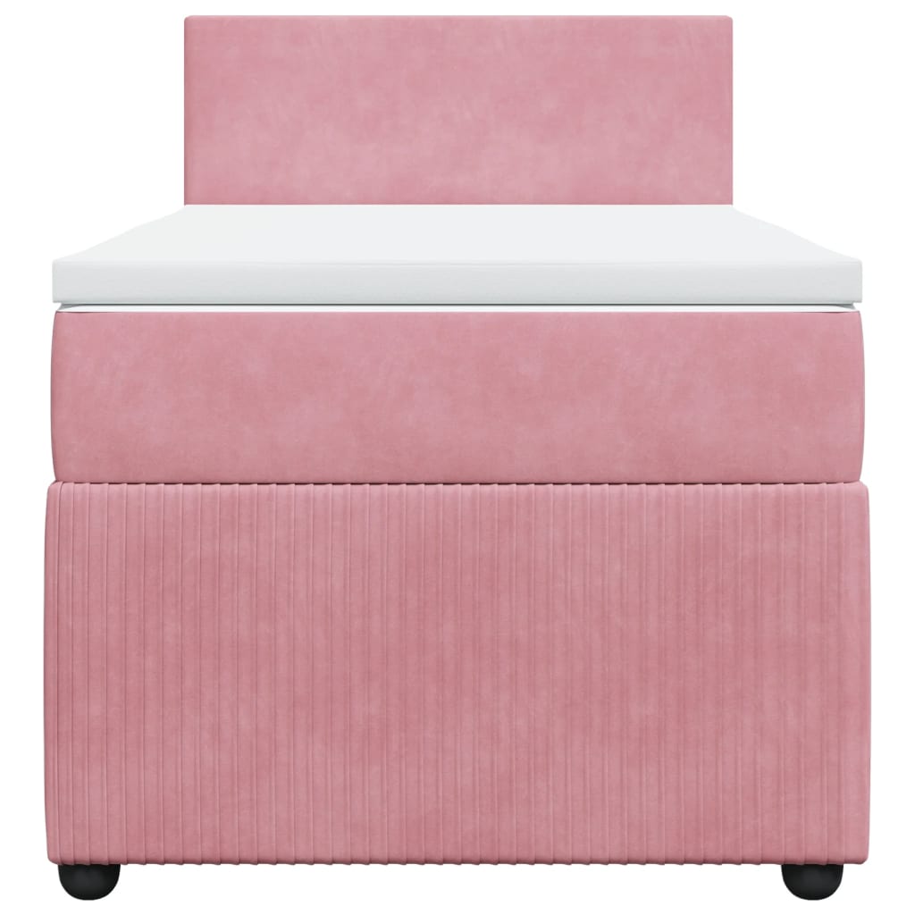 Box Spring Postel S Matrací Samet Růžová