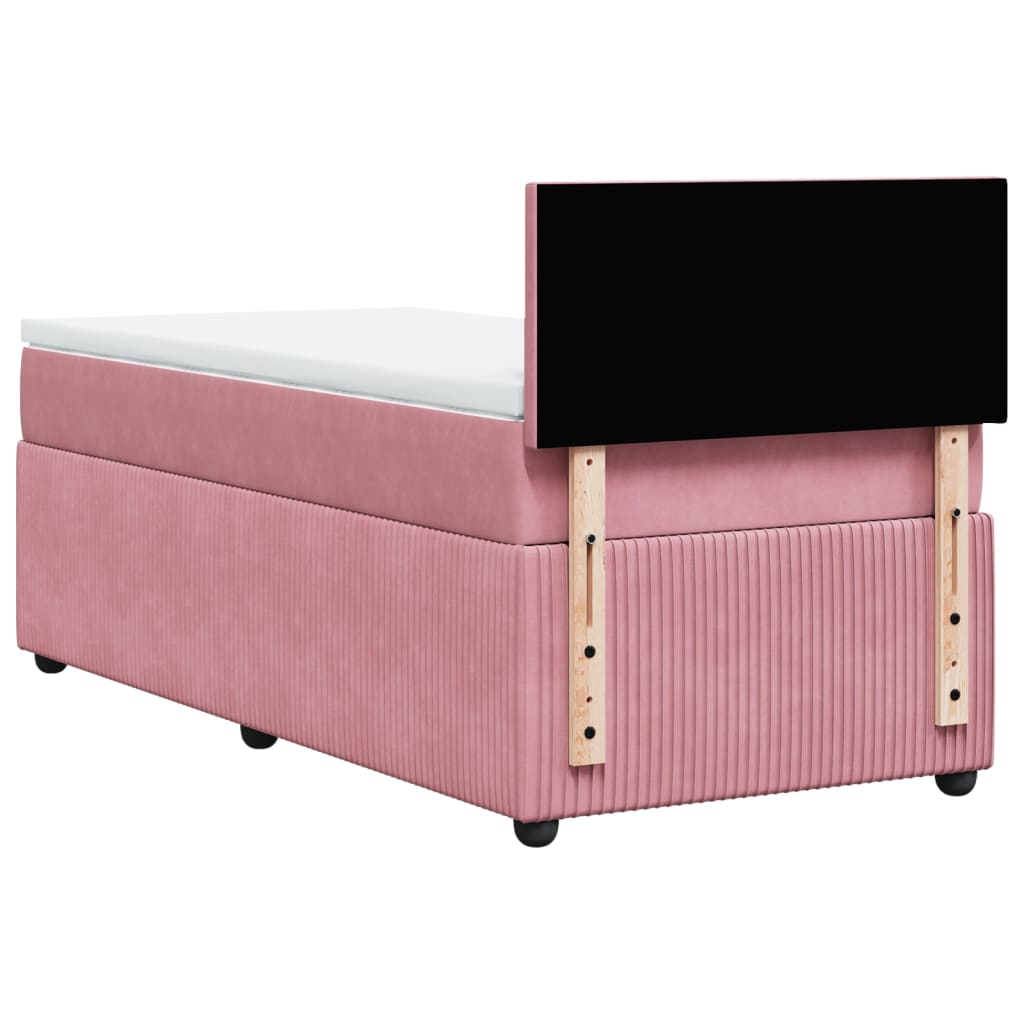 Box Spring Postel S Matrací Samet Růžová